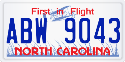 NC license plate ABW9043