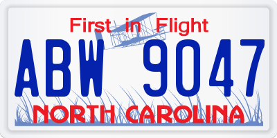 NC license plate ABW9047