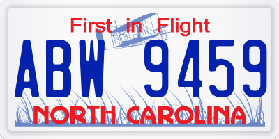 NC license plate ABW9459
