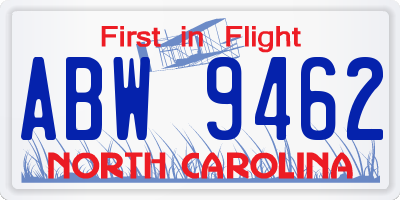 NC license plate ABW9462