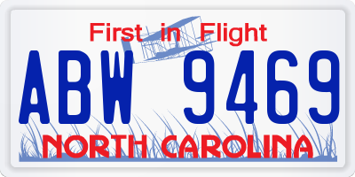 NC license plate ABW9469
