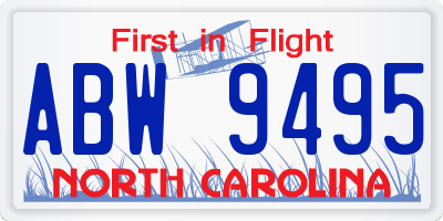 NC license plate ABW9495