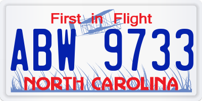 NC license plate ABW9733