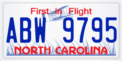 NC license plate ABW9795