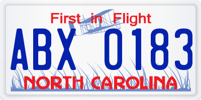 NC license plate ABX0183