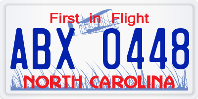 NC license plate ABX0448