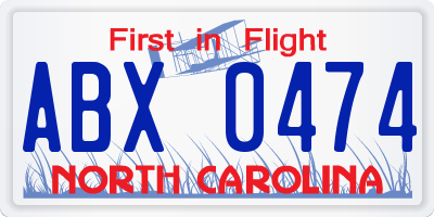 NC license plate ABX0474