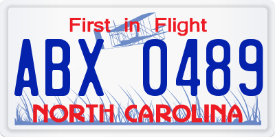 NC license plate ABX0489
