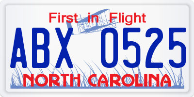 NC license plate ABX0525