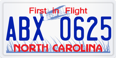 NC license plate ABX0625