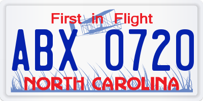 NC license plate ABX0720