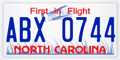 NC license plate ABX0744
