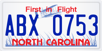 NC license plate ABX0753