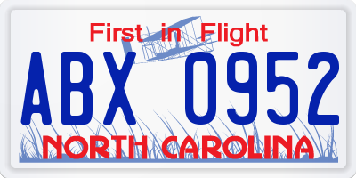 NC license plate ABX0952