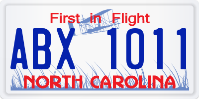 NC license plate ABX1011