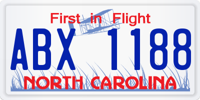 NC license plate ABX1188
