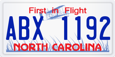 NC license plate ABX1192