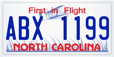 NC license plate ABX1199