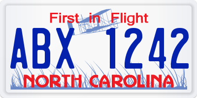 NC license plate ABX1242