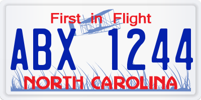 NC license plate ABX1244