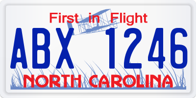 NC license plate ABX1246