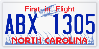 NC license plate ABX1305
