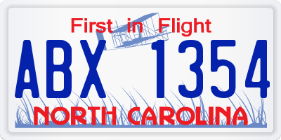 NC license plate ABX1354