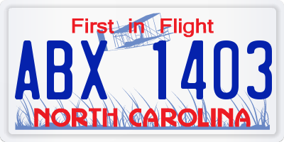 NC license plate ABX1403