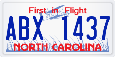 NC license plate ABX1437