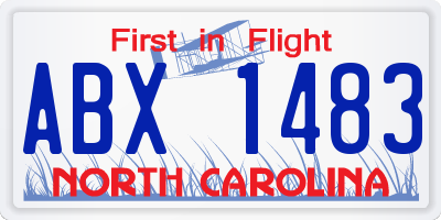 NC license plate ABX1483