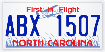 NC license plate ABX1507