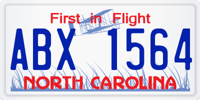 NC license plate ABX1564