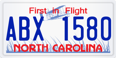 NC license plate ABX1580