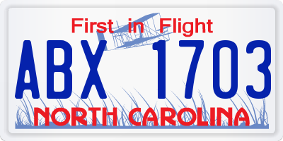 NC license plate ABX1703