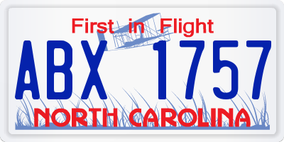 NC license plate ABX1757