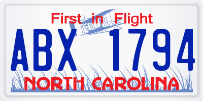 NC license plate ABX1794