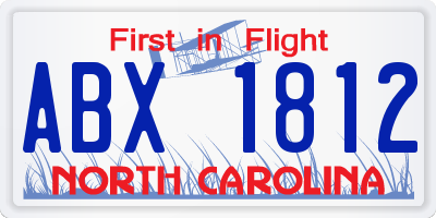 NC license plate ABX1812