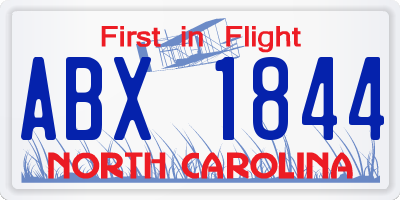 NC license plate ABX1844