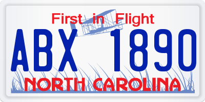 NC license plate ABX1890