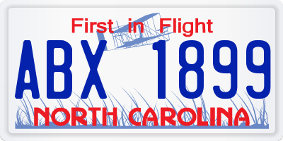 NC license plate ABX1899