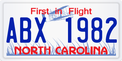 NC license plate ABX1982