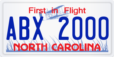 NC license plate ABX2000