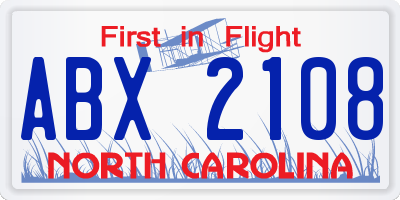 NC license plate ABX2108