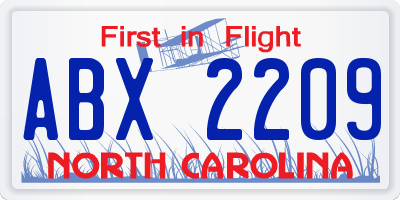 NC license plate ABX2209