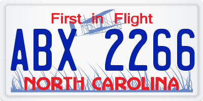 NC license plate ABX2266