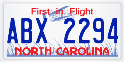 NC license plate ABX2294