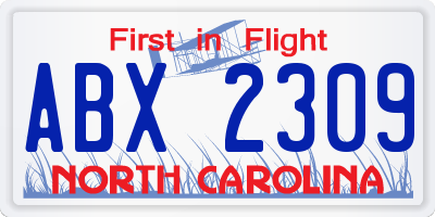 NC license plate ABX2309