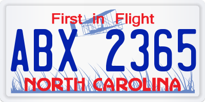 NC license plate ABX2365