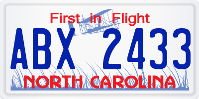 NC license plate ABX2433