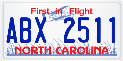 NC license plate ABX2511